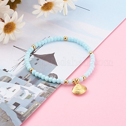 Vergoldete 304 Edelstahl Stretch-Charm-Armbänder&nbsp;BJEW-JB06096-02