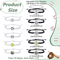 10 pulsera de eslabones de aleación con forma de pelota deportiva de 10 estilos&nbsp;BJEW-GA0001-21