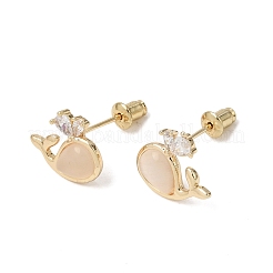 Boucles d'oreilles en laiton avec micro pavé de zircons cubiques pour femmes&nbsp;CU-CBAFF5B-10G