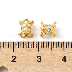 Capuchons de perles en zircone cubique transparent micro pave en laiton&nbsp;KK-V015-24G-01