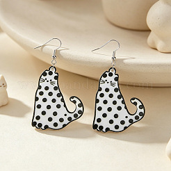 Boucles d'oreilles pendantes en fer et acrylique pour femmes&nbsp;WGC0FA0-01