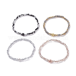 Bracelet extensible à l'huile essentielle de pierre de lave naturelle avec verre pour femme&nbsp;BJEW-JB07661