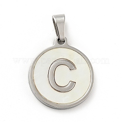 Acier inoxydable 304 avec pendentifs en coquillage blanc&nbsp;STAS-G268-01C-P
