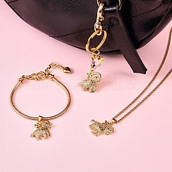 5 Uds colgantes de circonita cúbica micro pavé de latón chapado en estante&nbsp;ZIRC-SZ0003-74