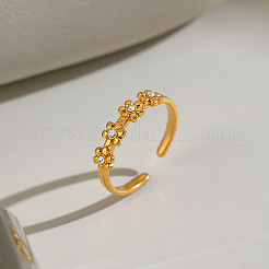Bracciale rigido aperto da donna in acciaio inossidabile 304 con fiore e strass.&nbsp;EY7993