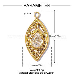Anhänger aus Edelstahl 304 mit klaren Zirkonia im Pavé-Fassung&nbsp;CU-OY001-36G