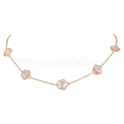 Halskette und Armband-Set mit Glasgliedern in Pflaumenblüten-Optik&nbsp;SJEW-JS01293-01
