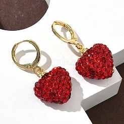 Herz-Klappohrringe aus Messing mit Strass&nbsp;EJEW-K289-10G