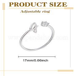 1 anillo abierto con letras de latón y rhinestone para mujer&nbsp;AJEW-LP0004-47I-S