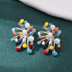 Feuerwerk Messing Micro Pave Zirkonia Ohrstecker&nbsp;EJEW-C174-03P