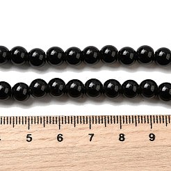 Natürliche schwarze Obsidian Perlen Stränge&nbsp;G-L632-A01-6mm