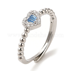 Verstellbare Ringe mit Gestellbeschichtung aus Messing mit Mikropavé-Zirkonia&nbsp;RJEW-H228-02P