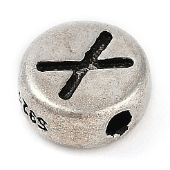 925 flache runde Sterlingsilberperlen mit Buchstaben&nbsp;LS-STER-G044-01AS-X