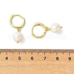 Boucles d'oreilles créoles pendantes en perles de culture d'eau douce naturelles pour femmes&nbsp;EJEW-JE07277