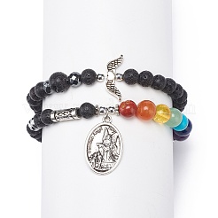 Juego de pulseras elásticas de hematita sintética&nbsp;BJEW-JB08733