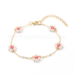 Perles de coquillage et perles acryliques bracelets à maillons de fleurs&nbsp;X1-BJEW-TA00003-04