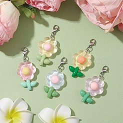 Decorazioni pendenti con fiori in resina traslucida&nbsp;HJEW-JM01891
