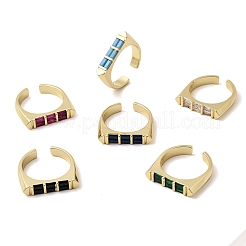 Bagues ouvertes en laiton avec micro pavé de zircones cubiques pour femmes&nbsp;RJEW-L343-02G