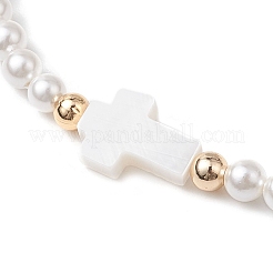 Bracelets de perles tressées en perles de coquillage&nbsp;BJEW-JB11479-04