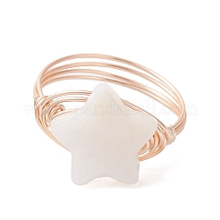 Natürliche Muschelfingerringe&nbsp;RJEW-TA00227-01