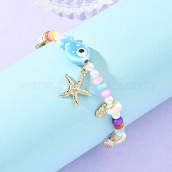 Bracelets à breloques en forme d'étoile de mer en acier inoxydable 304&nbsp;BJEW-JB14275