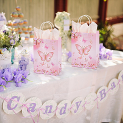 16 bolsa de embalaje de papel con estampado de mariposas en 2 colores&nbsp;ABAG-BBC0001-29A