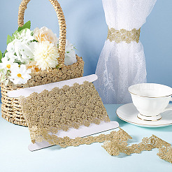 5 Yard Metallic-Garn-Bänder mit Blumen-Spitzenbesatz&nbsp;SRIB-HY0001-07C