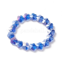 Bracciali per bambini con perline in fiore di prugna in vetro placcato&nbsp;BJEW-JB09172
