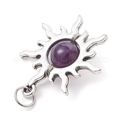 5 pendentif rond en pierre naturelle mélangée&nbsp;PALLOY-JF02473-S