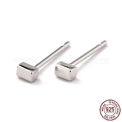 Anlaufgeschützte minimalistische rechteckige rhodinierte 925 Sterling Silber Ohrstecker&nbsp;EJEW-I259-06P