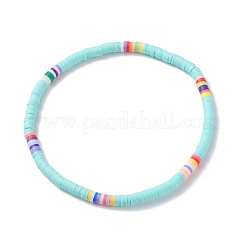 4 pièces 4 couleurs à la main en argile polymère perles heishi bracelets de cheville extensibles pour femmes&nbsp;AJEW-AN00468