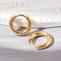 Boucles d'oreilles créoles en acier inoxydable 304 avec placage ionique (IP)&nbsp;EJEW-G272-01-8mm-G