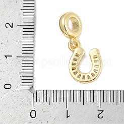Ciondolo europeo a ferro di cavallo con zirconi cubici trasparenti in ottone&nbsp;KK-Q028-56G