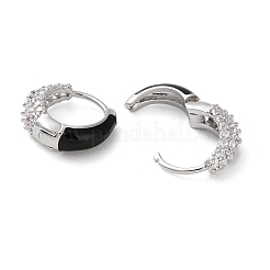Orecchini a cerchio da donna in ottone con micro pavé di zirconi chiari&nbsp;EJEW-S234-07P-01