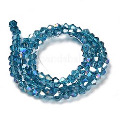 Transparentes perles de verre de galvanoplastie brins&nbsp;GLAA-F029-4mm-A01