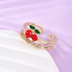Anillos de puño abiertos ajustables con micropavé de circonita cúbica de latón para mujer&nbsp;RJEW-U057-17C-G