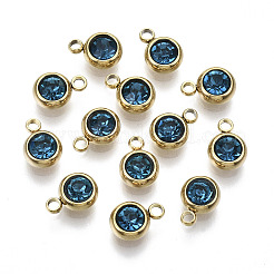 Charms de rhinestone de acero inoxidable 201 con revestimiento al vacío de PVD&nbsp;LS-X-STAS-S068-09G