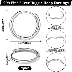 1 Paar 999 feine silberne Creolen&nbsp;EJEW-BBC0001-39B