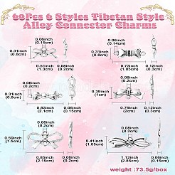 Fascini del connettore della lega di stile tibetano di 60pcs 6 stili&nbsp;FIND-CJ0002-21