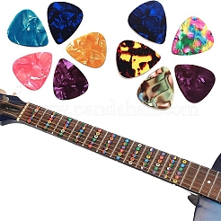 2 Blatt Gitarren-Griffbrettaufkleber mit 10 Gitarrenplektren mit Muschelimitat&nbsp;MUSI-PW0003-03