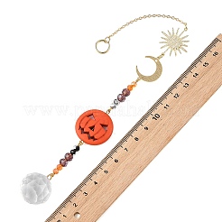Citrouille turquoise synthétique et attrape-soleil soleil lune&nbsp;GL-HJEW-JM05005