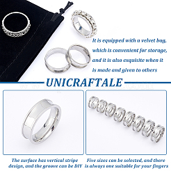 16 Stück 8 Größen 201 Edelstahl geriffelte Fingerringfassungen&nbsp;STAS-UN0041-45