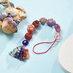 7 pépites de chakra décorations de pendentif de poche en pierres précieuses naturelles&nbsp;HJEW-JM01049-04