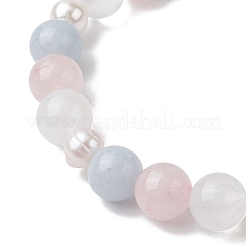 Natürliche Rosenquarz & weiße Jade & Perlen runde Stretch-Armbänder für Frauen&nbsp;BJEW-JB11041-01