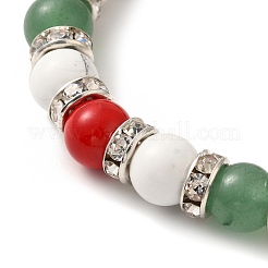 Stretch-Armbänder mit runden Edelsteinperlen und Weihnachtsmotiv für Damen&nbsp;BJEW-TA00538