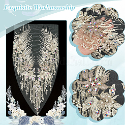 Cuello de strass de encaje floral bordado de poliéster&nbsp;DIY-WH0304-901D
