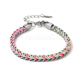 Armbänder aus Edelstahlkette 304 und geflochtenem Nylon für Damen&nbsp;BJEW-A152-01P