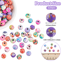 120 pièce de perles en argile polymère à motif floral faites à la main&nbsp;CLAY-PA0001-24C
