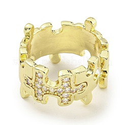 Puzzle Messing Micro Pave Zirkonia Manschette offene Ringe für Frauen&nbsp;RJEW-I103-005G
