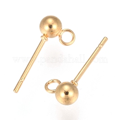 202 Ohrstecker-Beschläge aus Edelstahl mit Kugeln&nbsp;STAS-F141-06G01-3mm